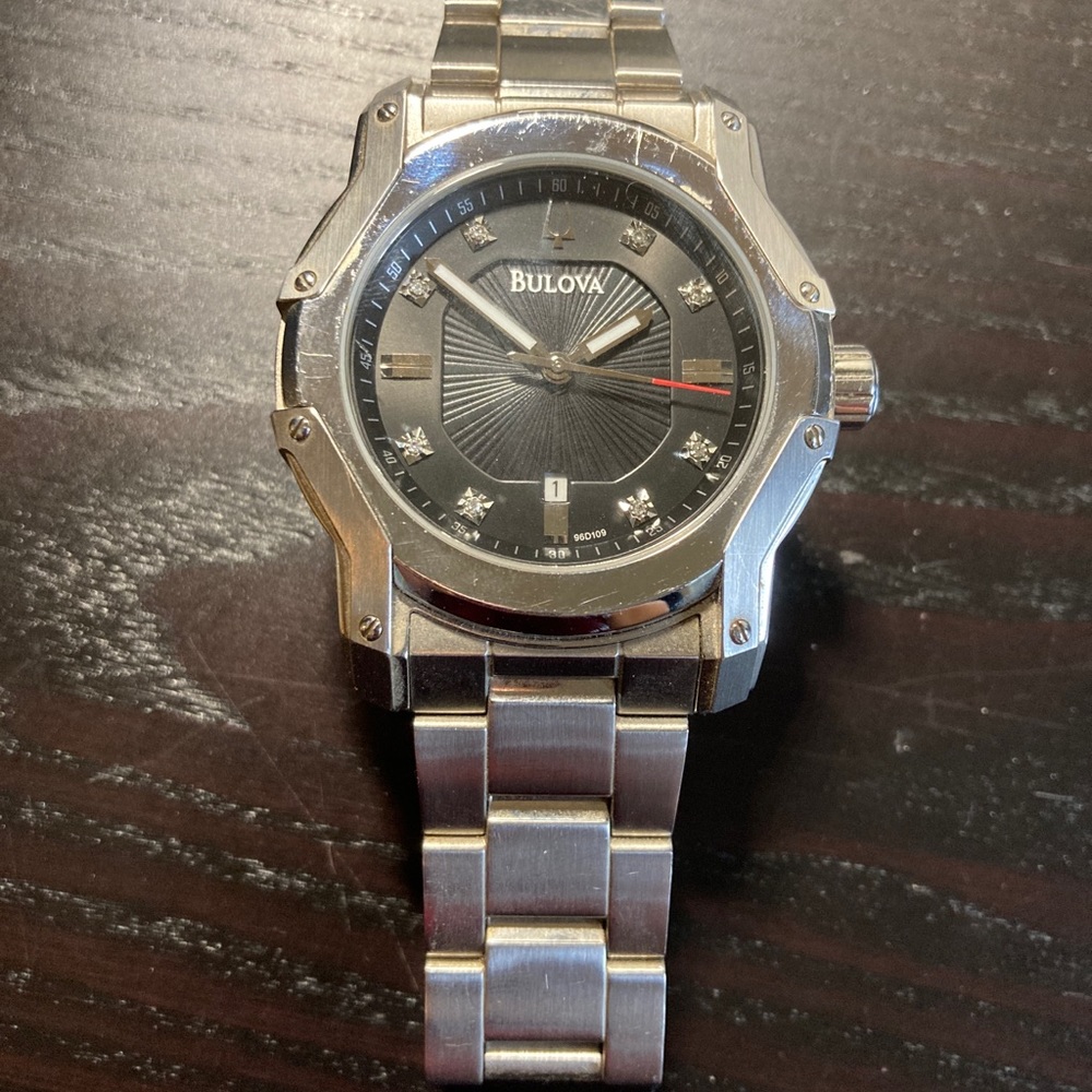 Mens Classic Bulova watch with diamonds